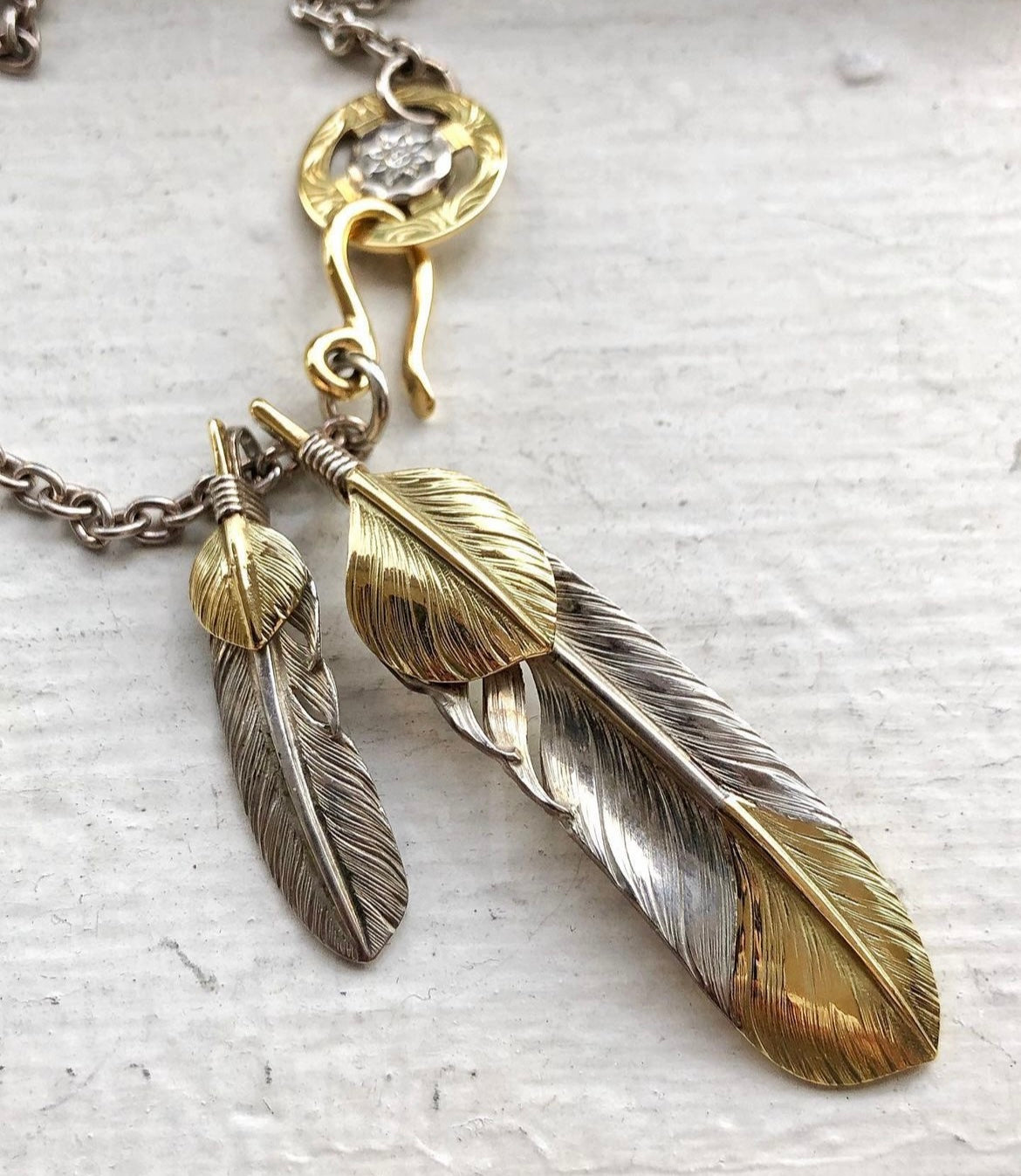 Albatory Top Gold Silver Feather Pendant S