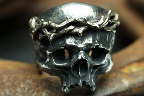 Mad Cult hk Jesus Skull Head III 銅質荊棘戒指