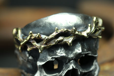 Mad Cult hk Jesus Head Skull IV 金荊棘戒指