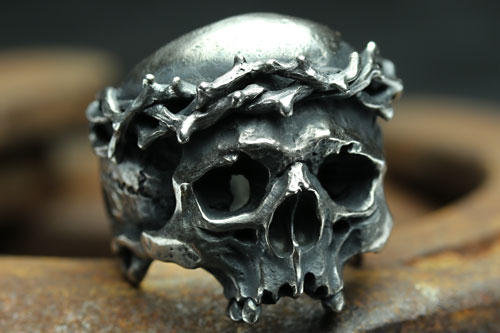 Mad Cult hk Jesus Skull Head I 純銀荊棘戒指
