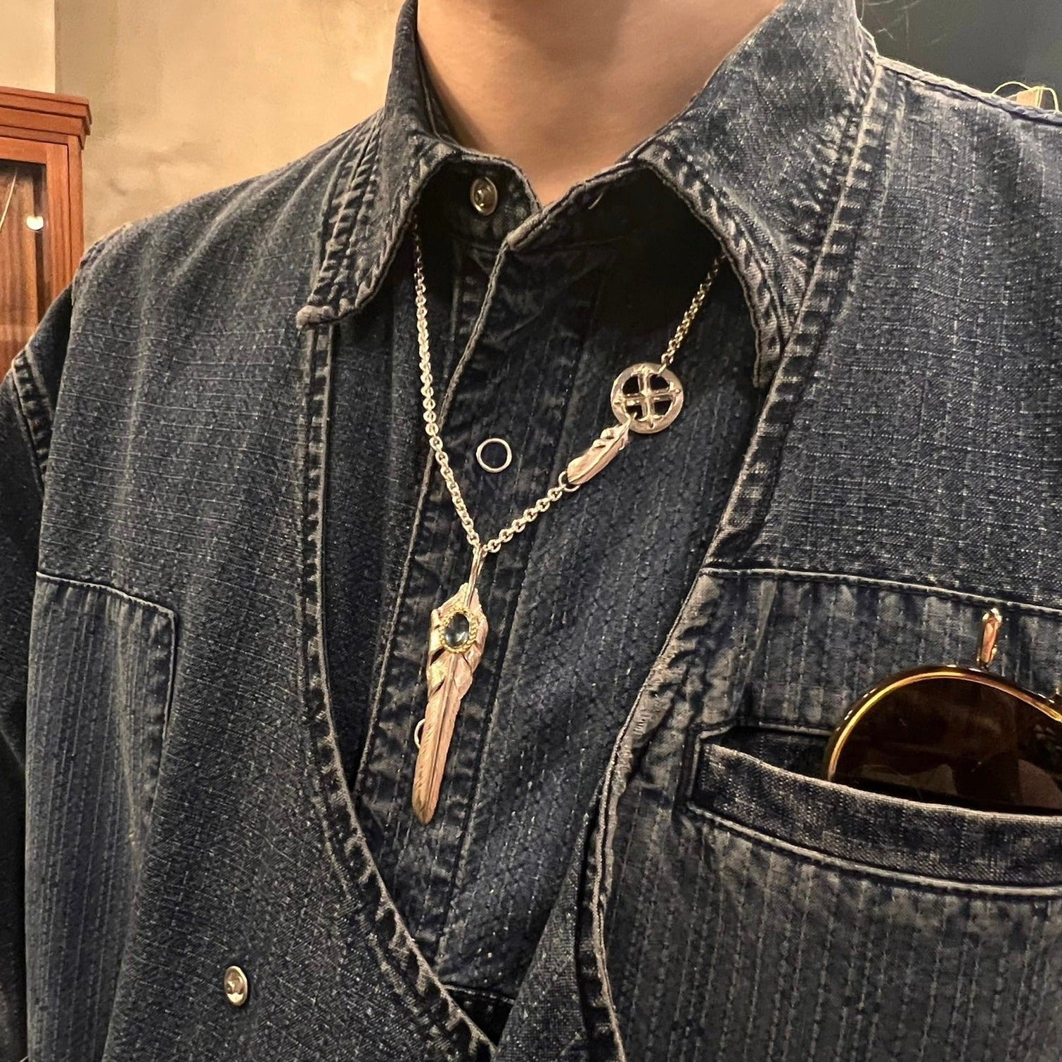 Nine Metal Feather Hook Cross Wheel Chain set