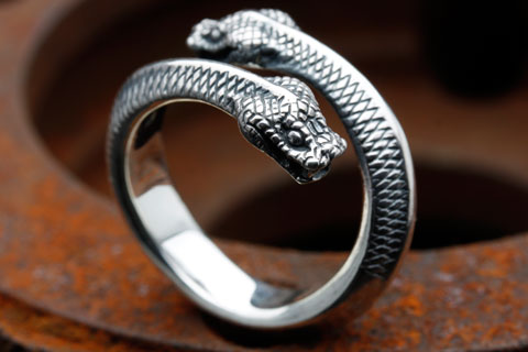 Mad Cult Double Head Snake Ring