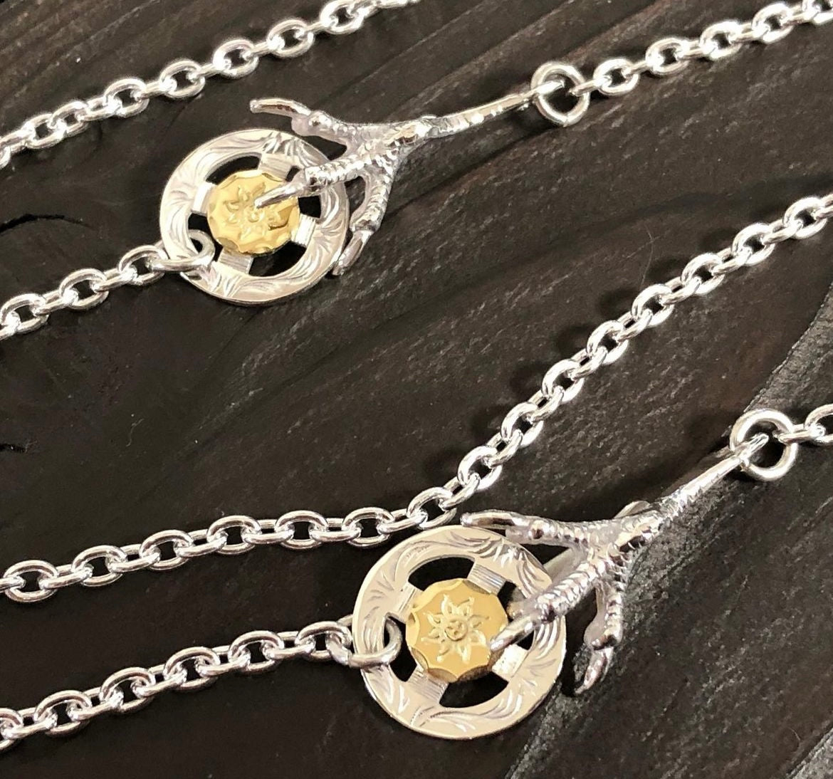 Albatory Silver Claw 18K Gold point wheel Chain set
