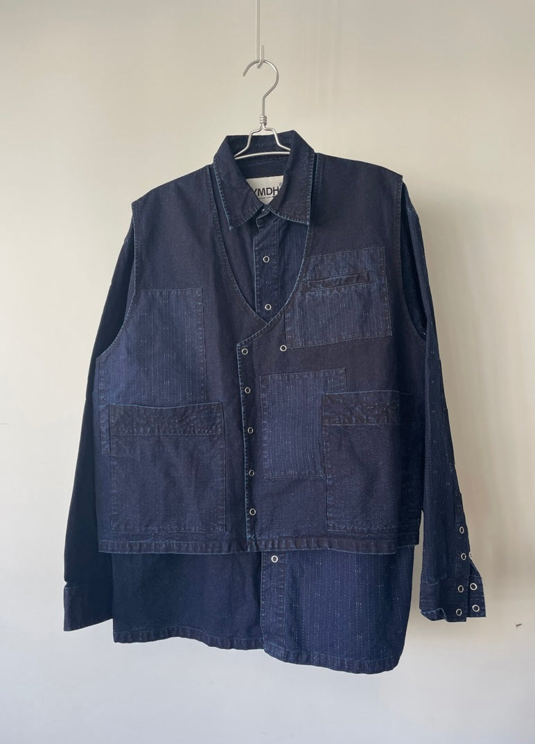 PATCHWORK DENIM WASHED GENTLEMAN BIG SHIRT