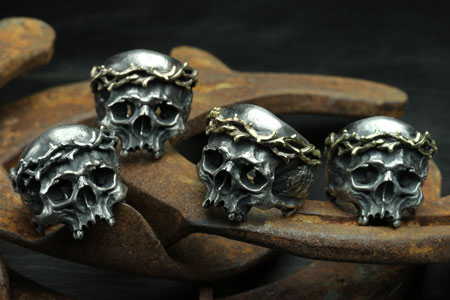 Mad Cult hk Jesus Head Skull IV 金荊棘戒指