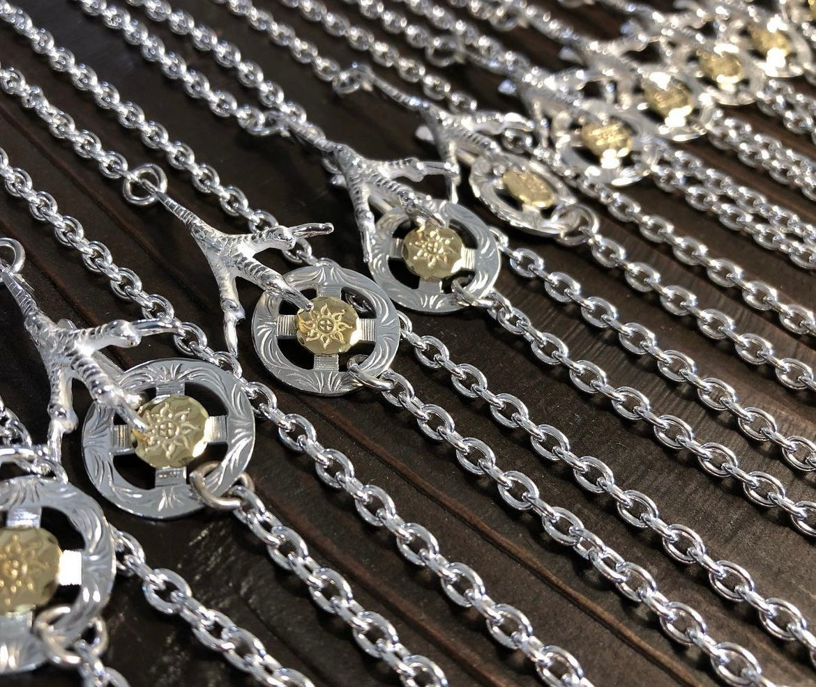 Albatory Silver Claw 18K Gold point wheel Chain set