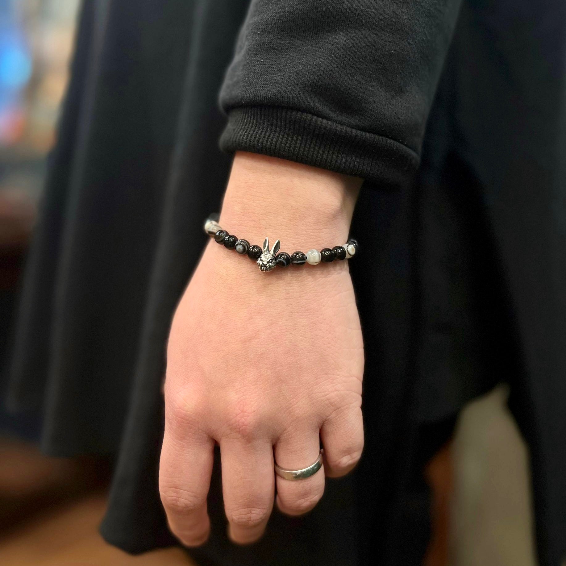 Mad Cult Evil Rabbit Stone Bracelet