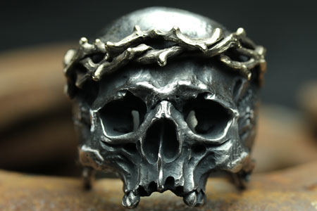 Mad Cult hk Jesus Skull Head III 銅質荊棘戒指