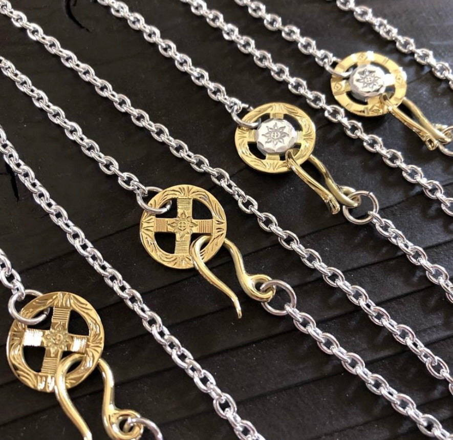 Albatory 18Kt Gold Hook Gold Wheel Silver Chain