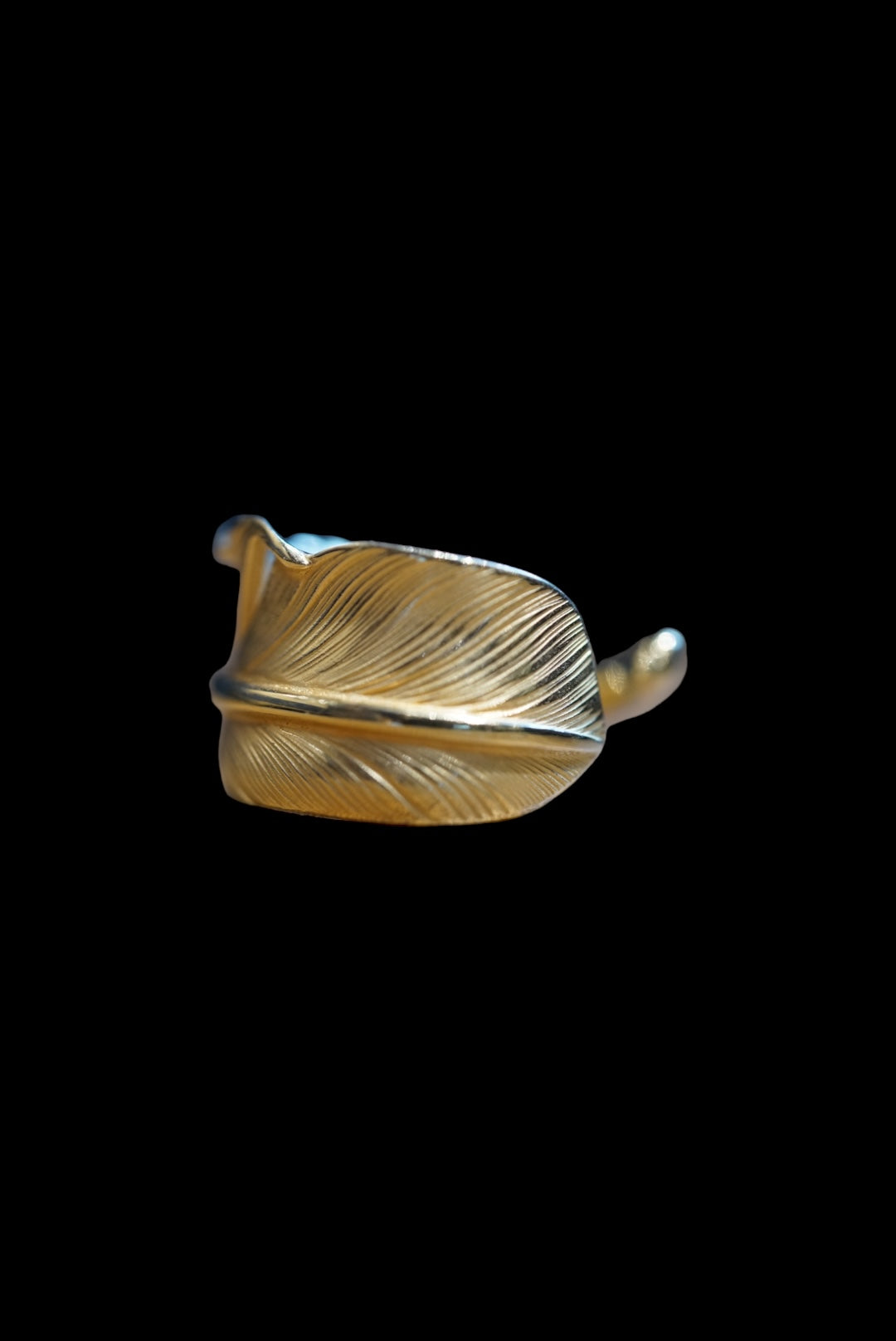 18Kt Gold Feather Ring L