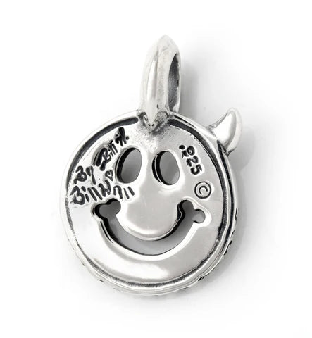 C374GR Happy Face Graffiti One Horn Heart Charm