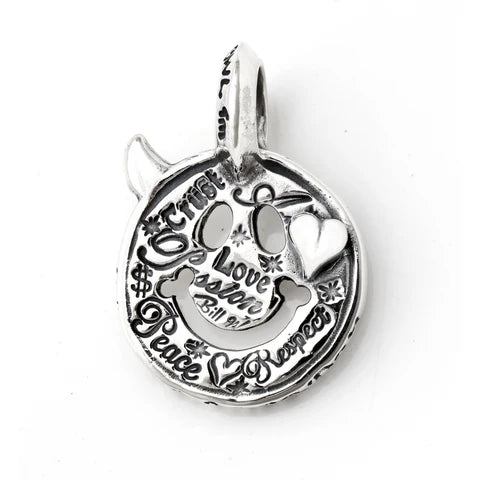 C374GR Happy Face Graffiti One Horn Heart Charm