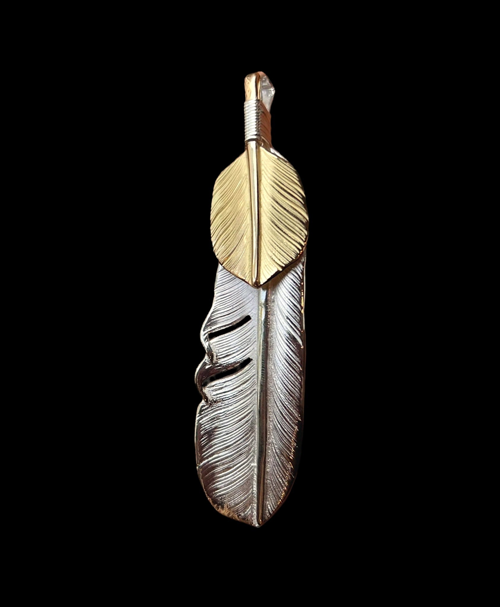18Kt Top Gold Silver feather Pendant