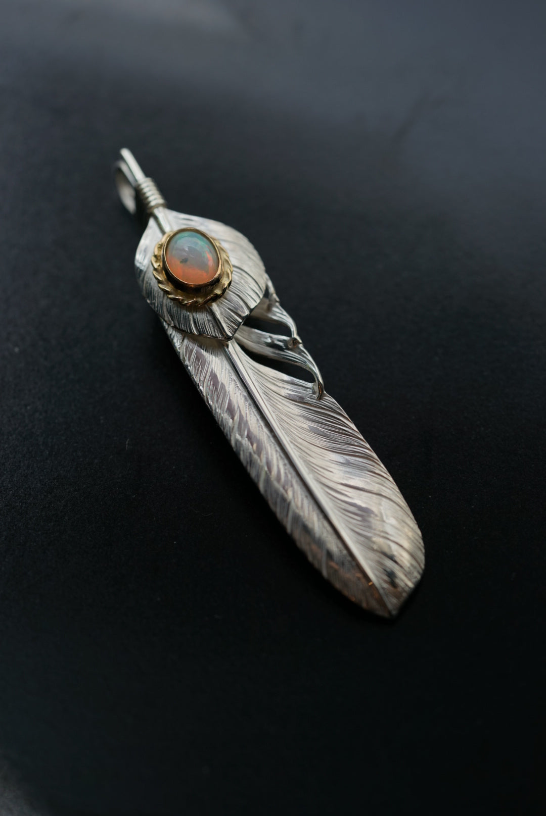 Albatory Top Silver 18K Gold RG Cup Opal Feather L