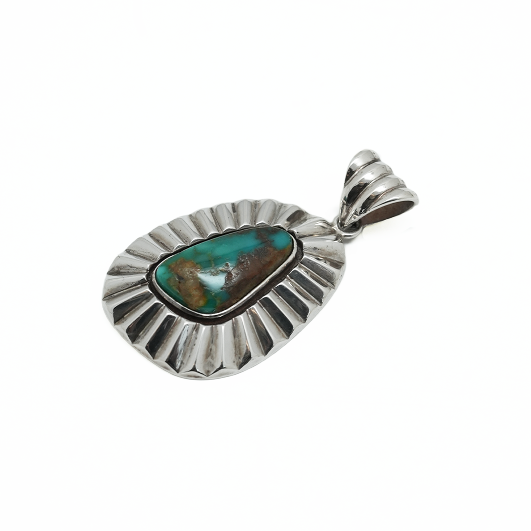 Silver Dollar Craft Royston Turquoise Shadow Box Pendant