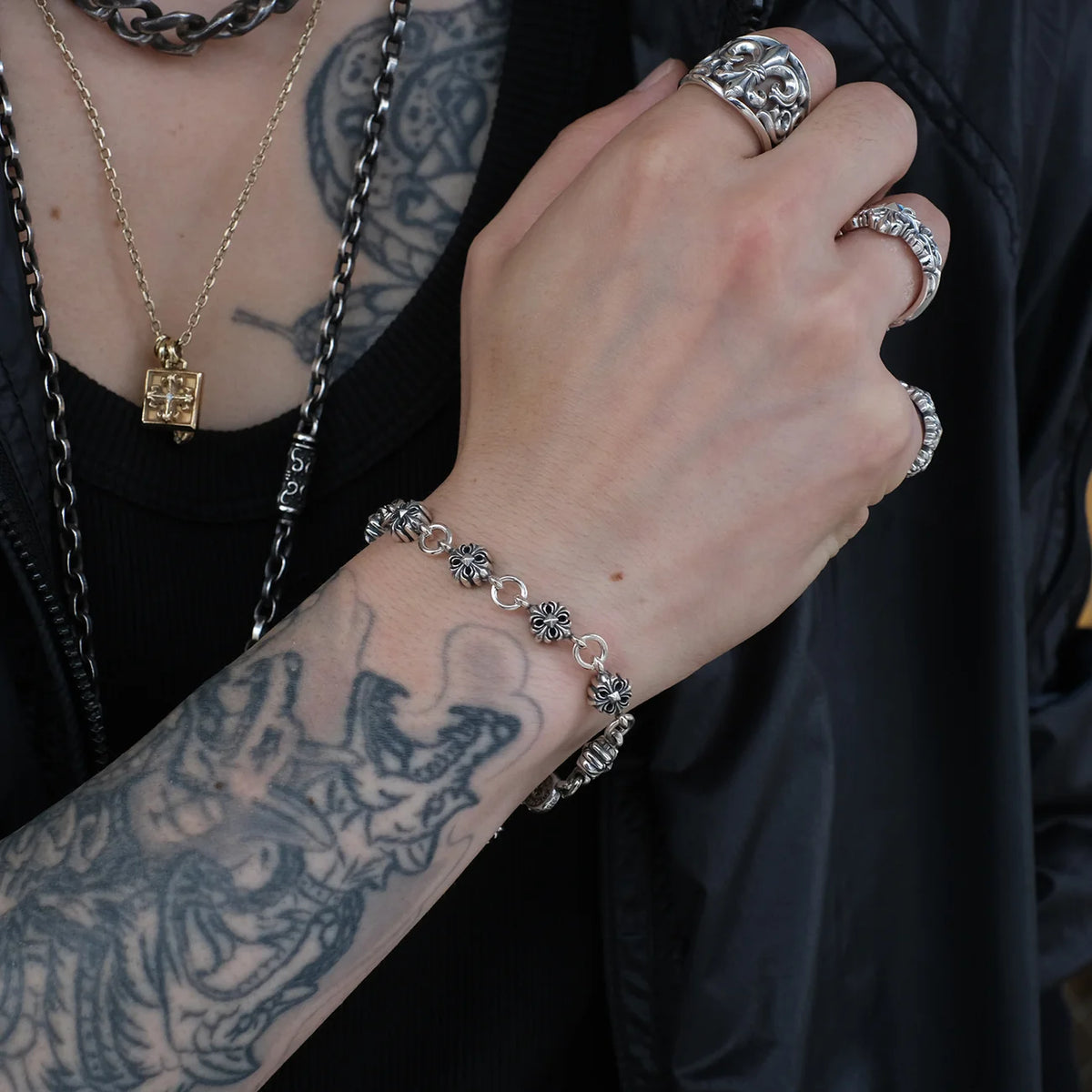 Double Ray Studded Bracelet