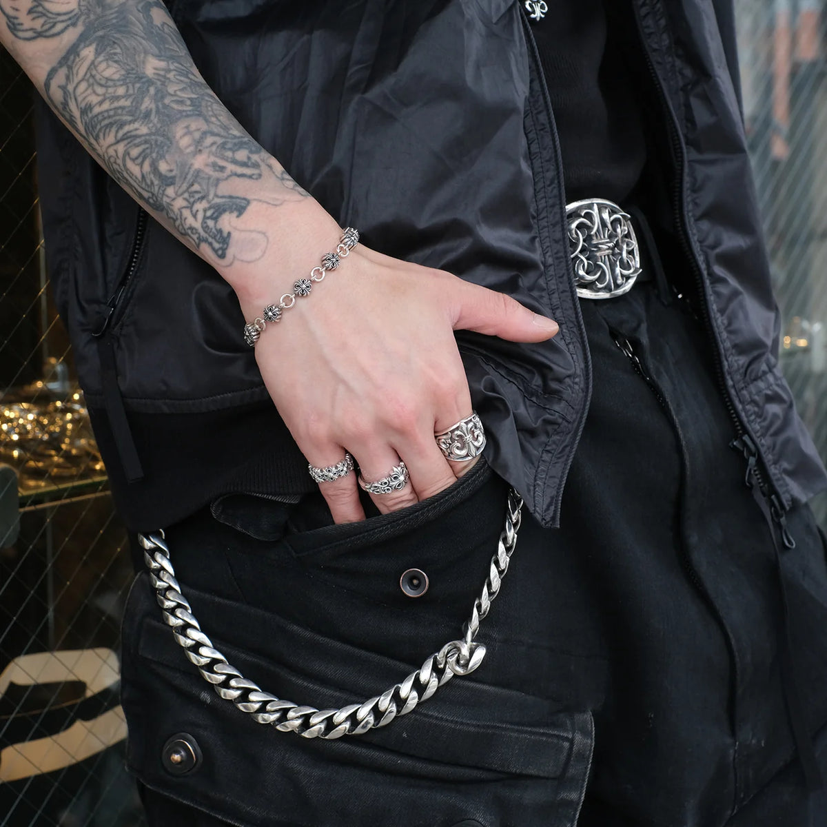 Double Ray Studded Bracelet