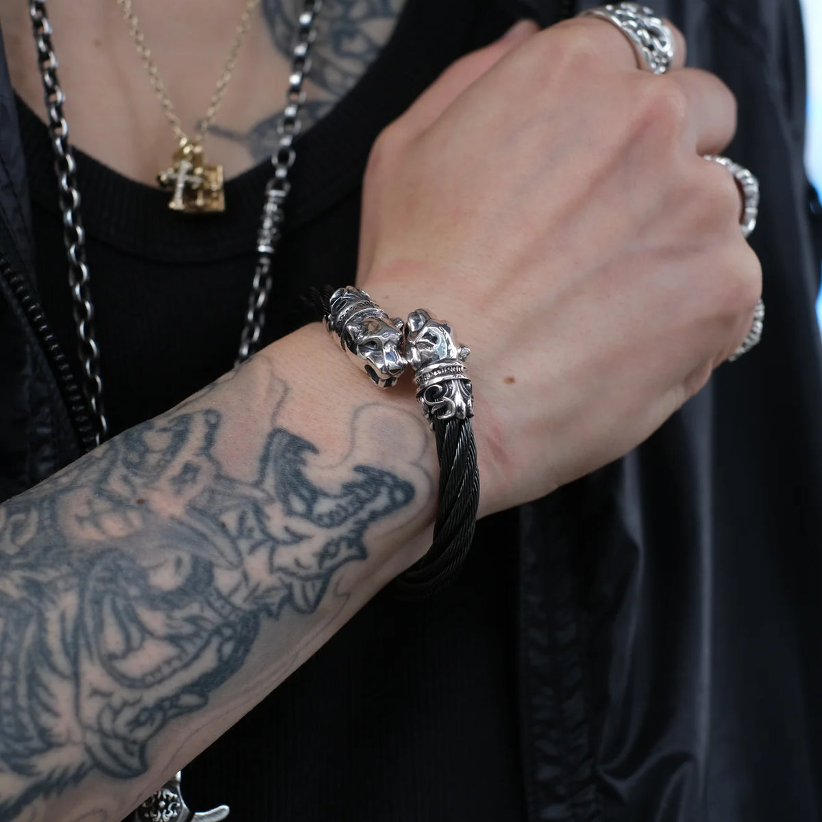 Fat Wire Bangle: Panther