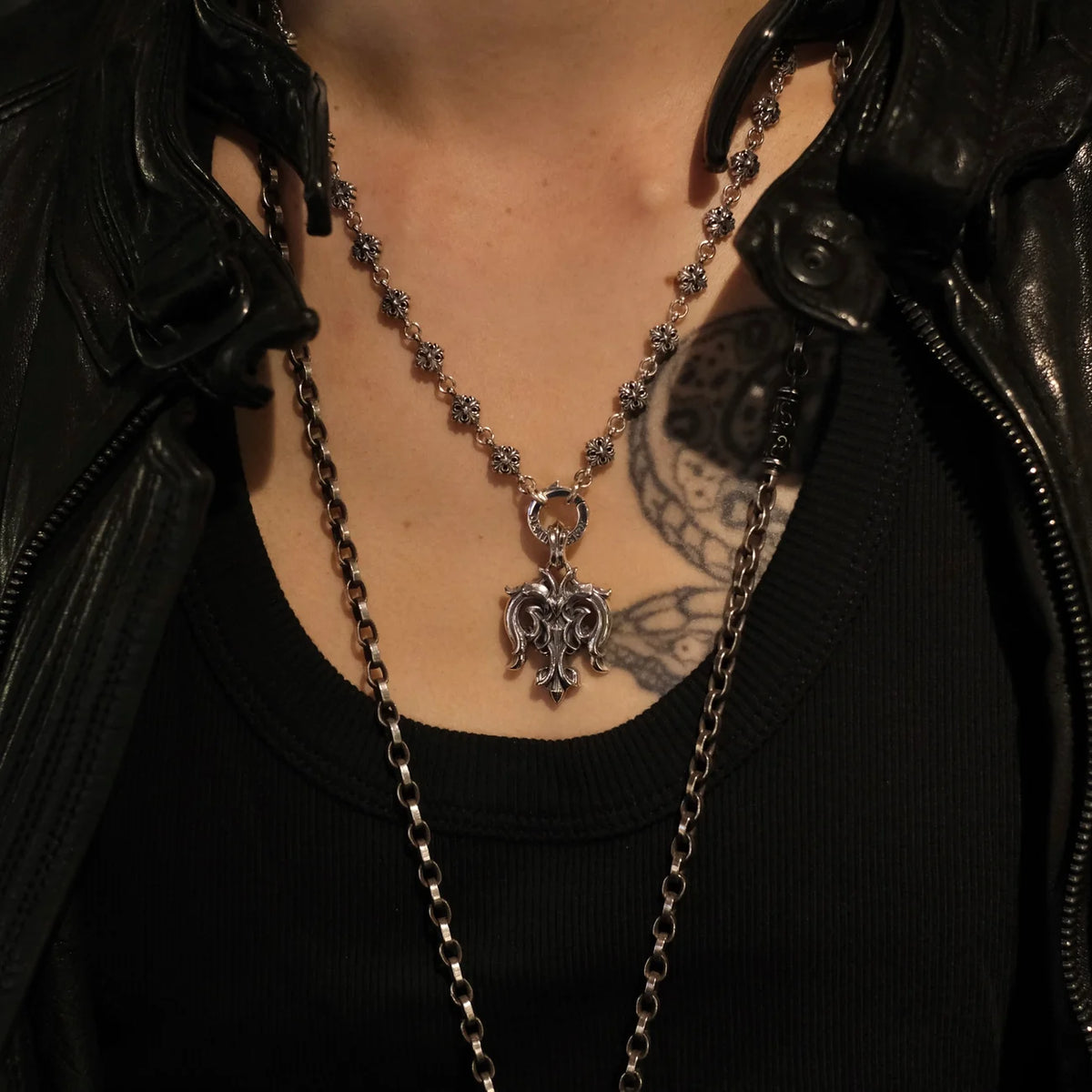 Double Ray Studded Chain: Open Ring