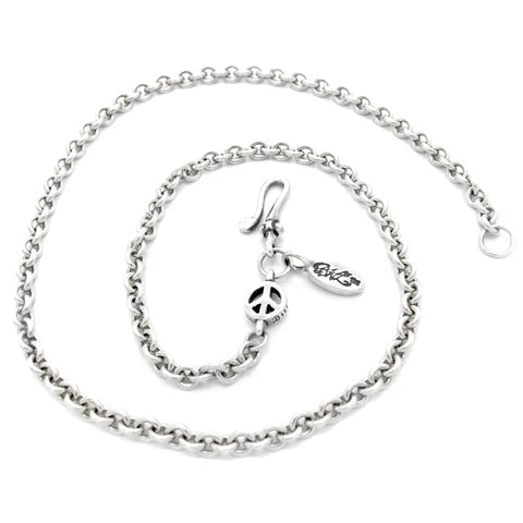 N887 Round Chain With Tiny Charm And Oval BWL Tag Necklace