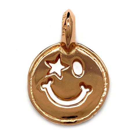 C372RGP Happy Face with Star Eye Rose Gold Plated Charm