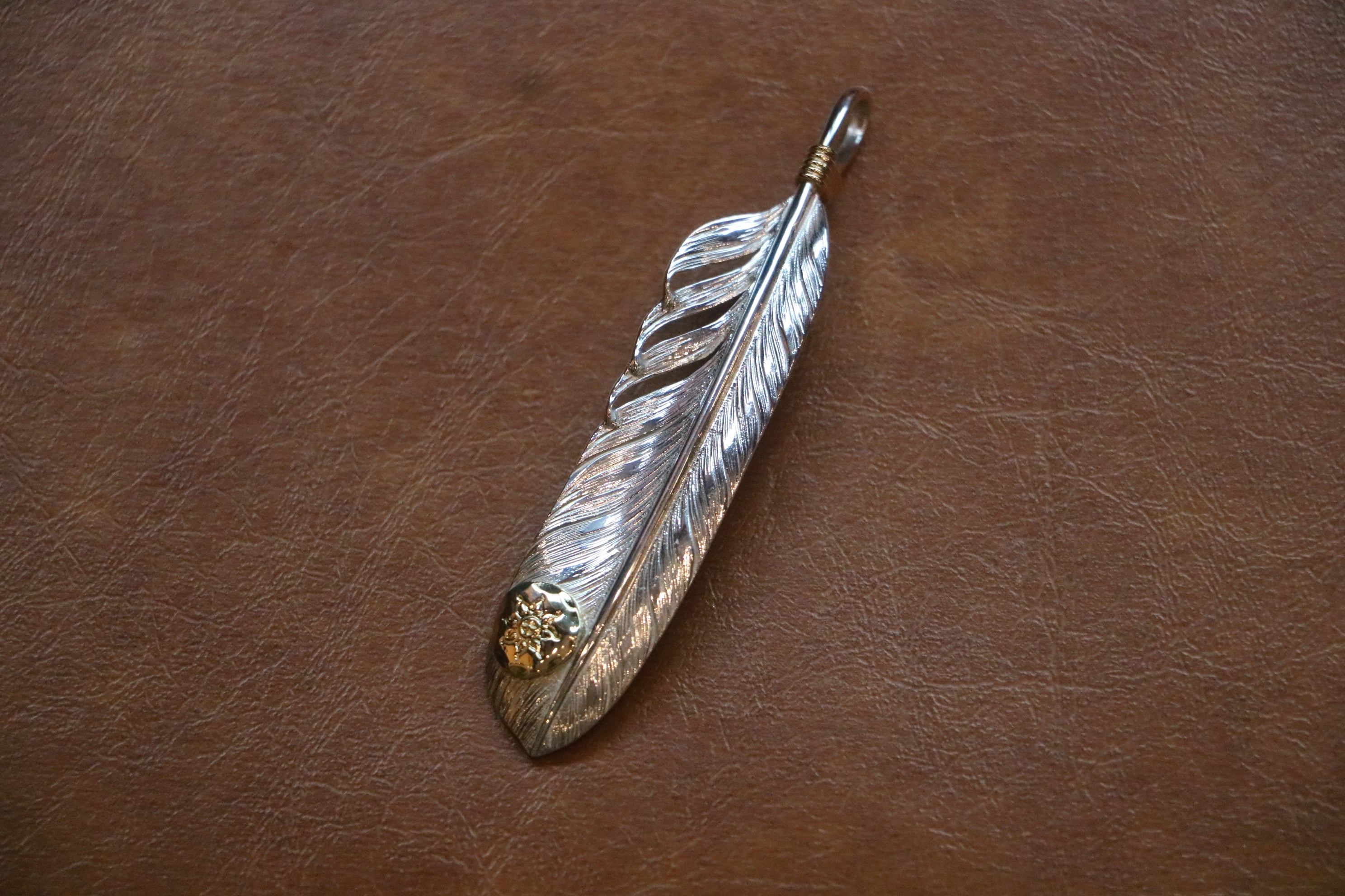 Albatory 18Kt Gold Rope Gold Point Silver Feather L