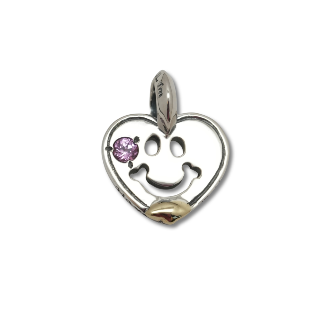 CUSTOM made Deopuz - Heart Happy Face w/ the 4mm Stone w/ 1 Spot 18K Gold overlay
