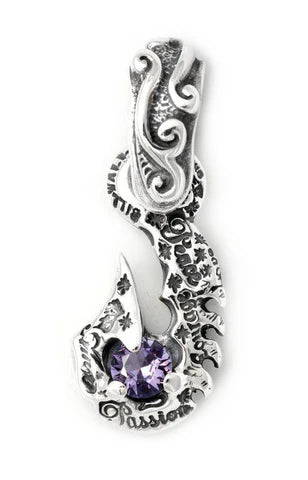 C369 Graffiti Fish Hook Large Wave Bale With Gemstone Charm