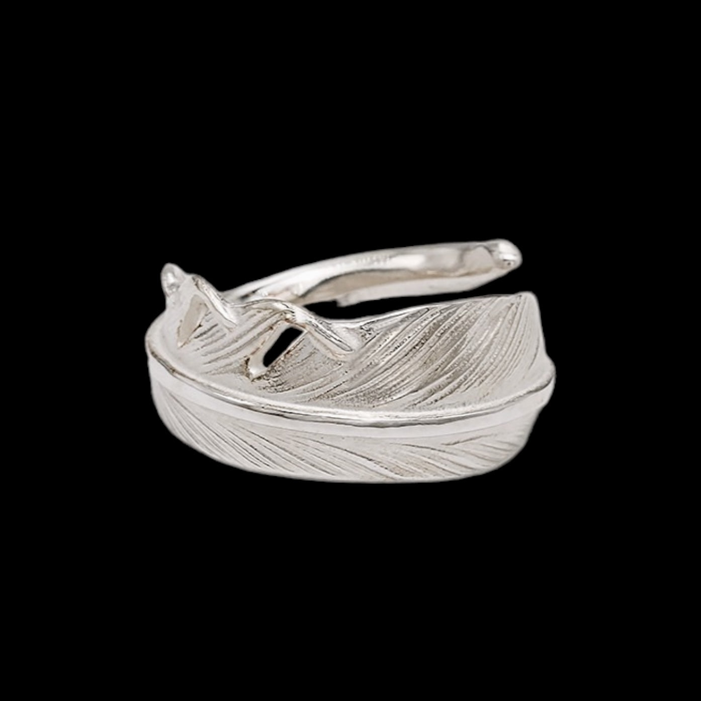Sunshine Studio 925 Silver Feather Ring S 