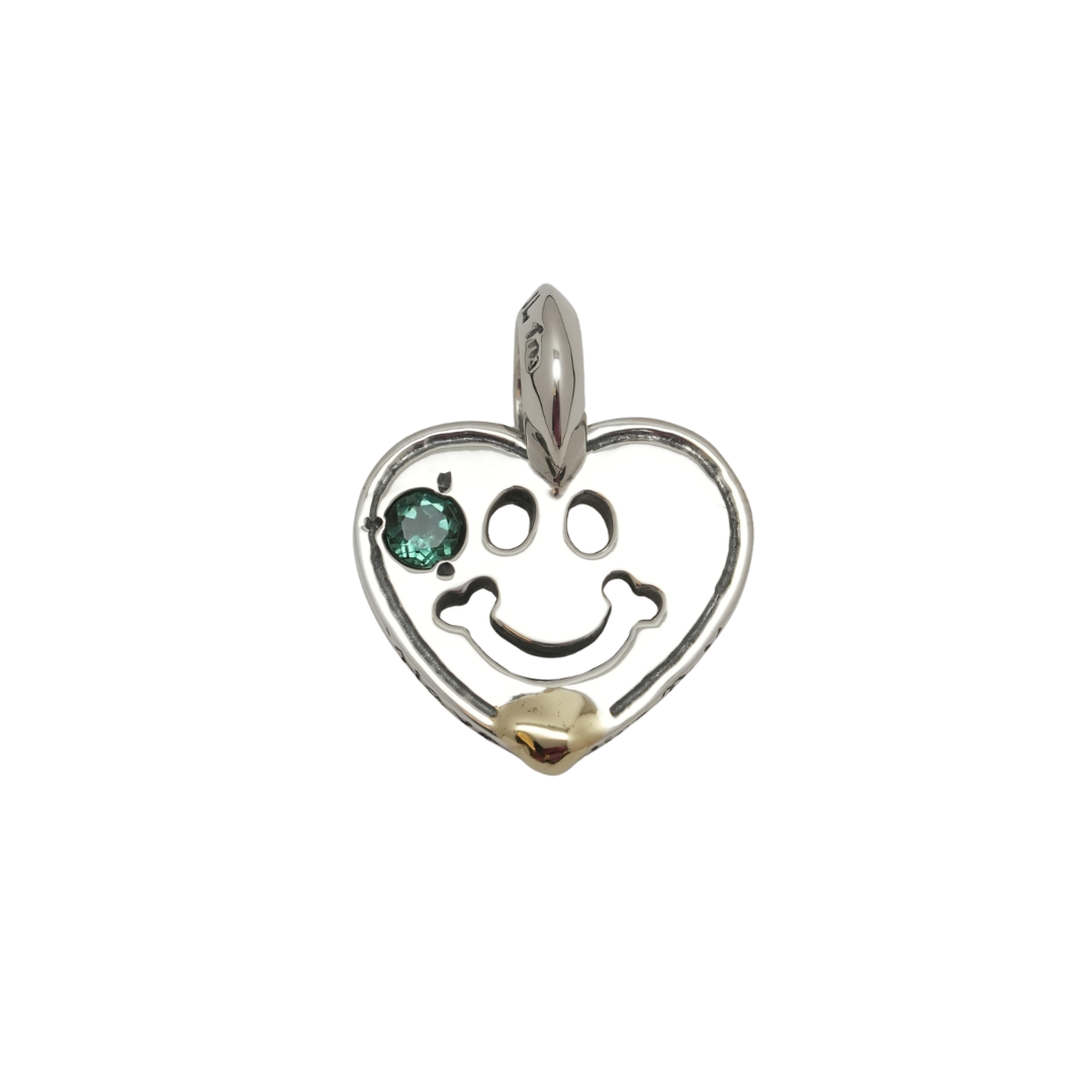 CUSTOM made Deopuz - Heart Happy Face w/ the 4mm Stone w/ 1 Spot 18K Gold overlay