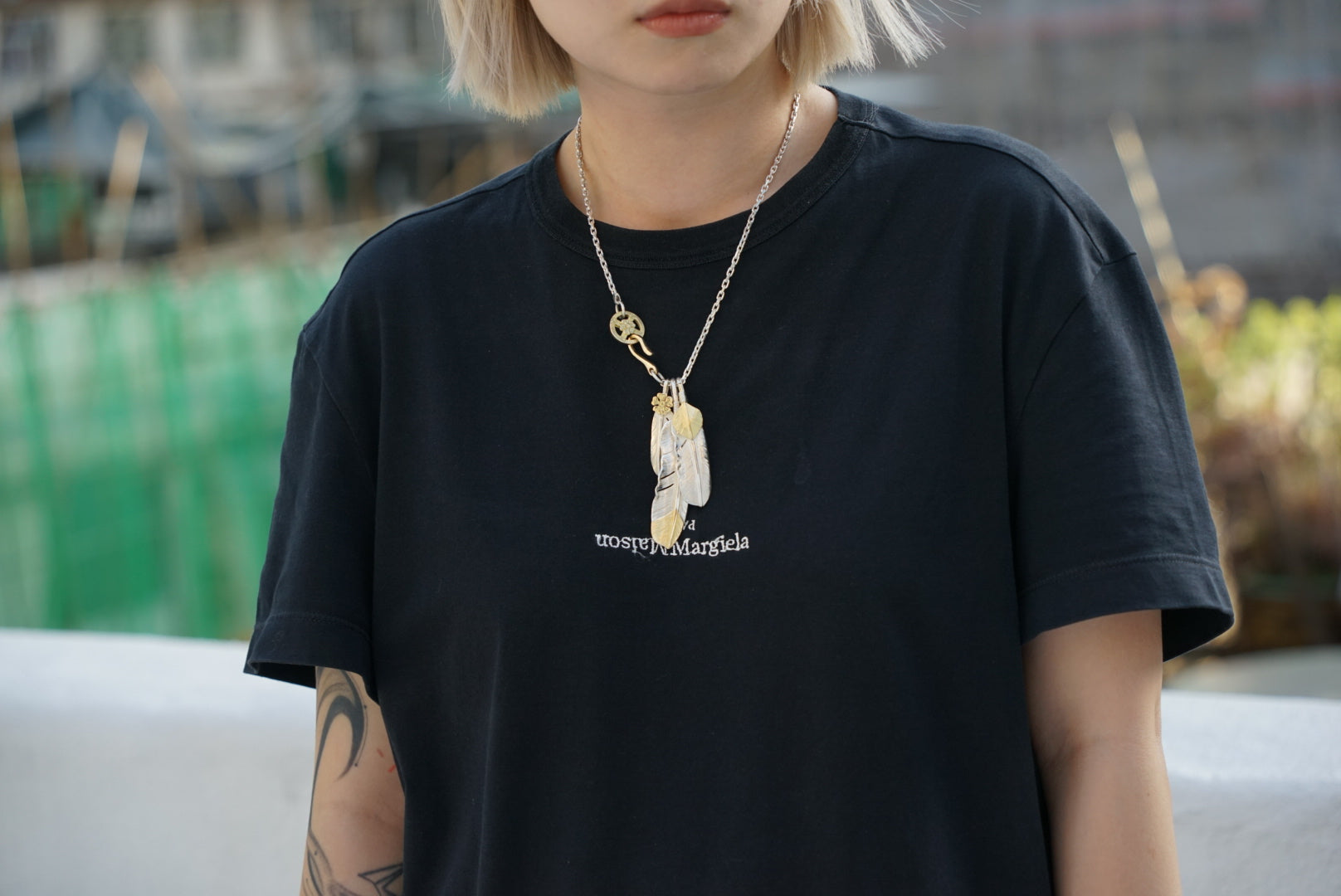 18K上金羽毛吊墜 L