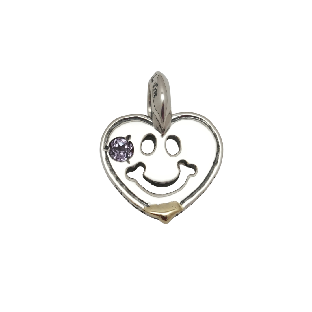 CUSTOM made Deopuz - Heart Happy Face w/ the 4mm Stone w/ 1 Spot 18K Gold overlay