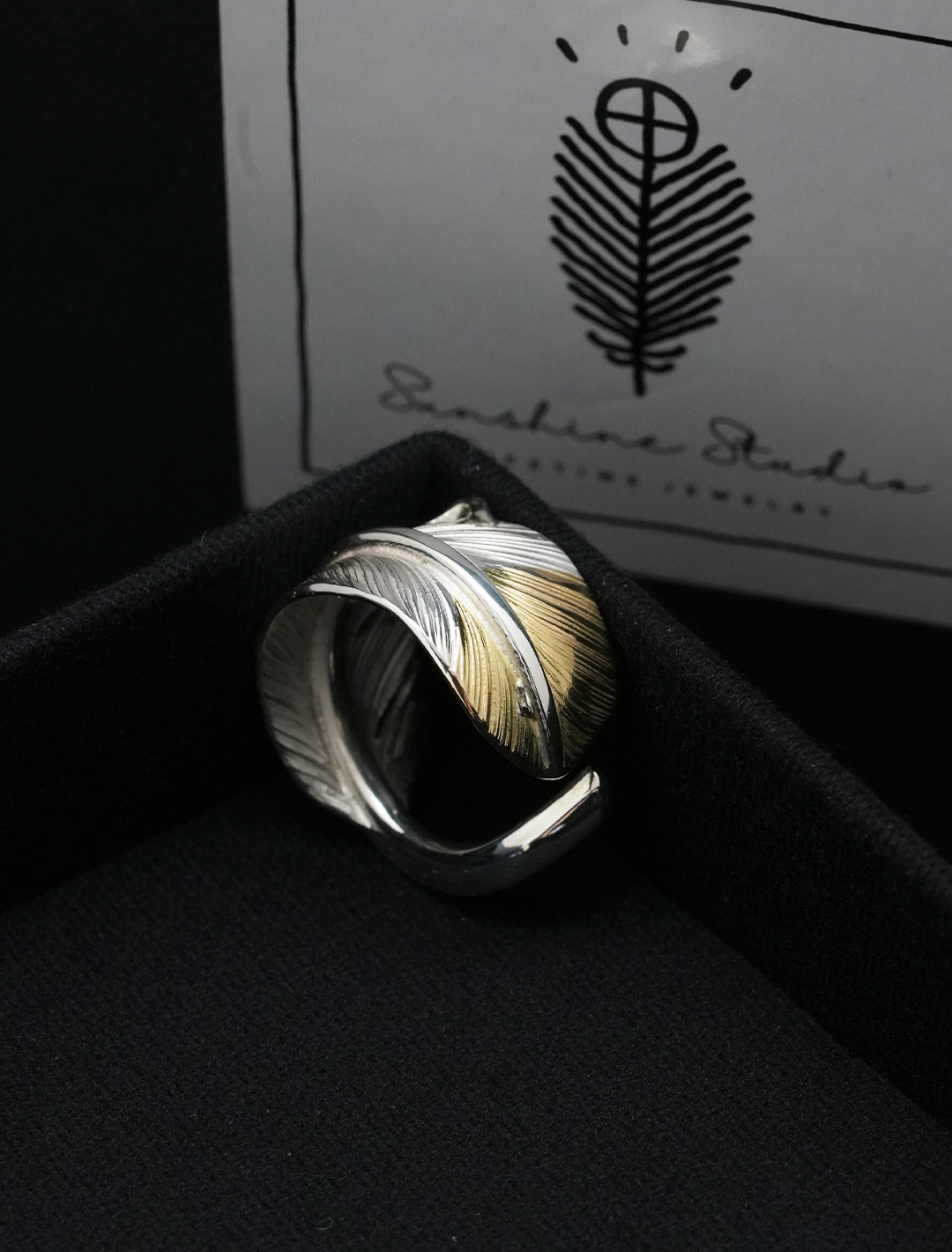 18K Tip Gold Feather Ring S