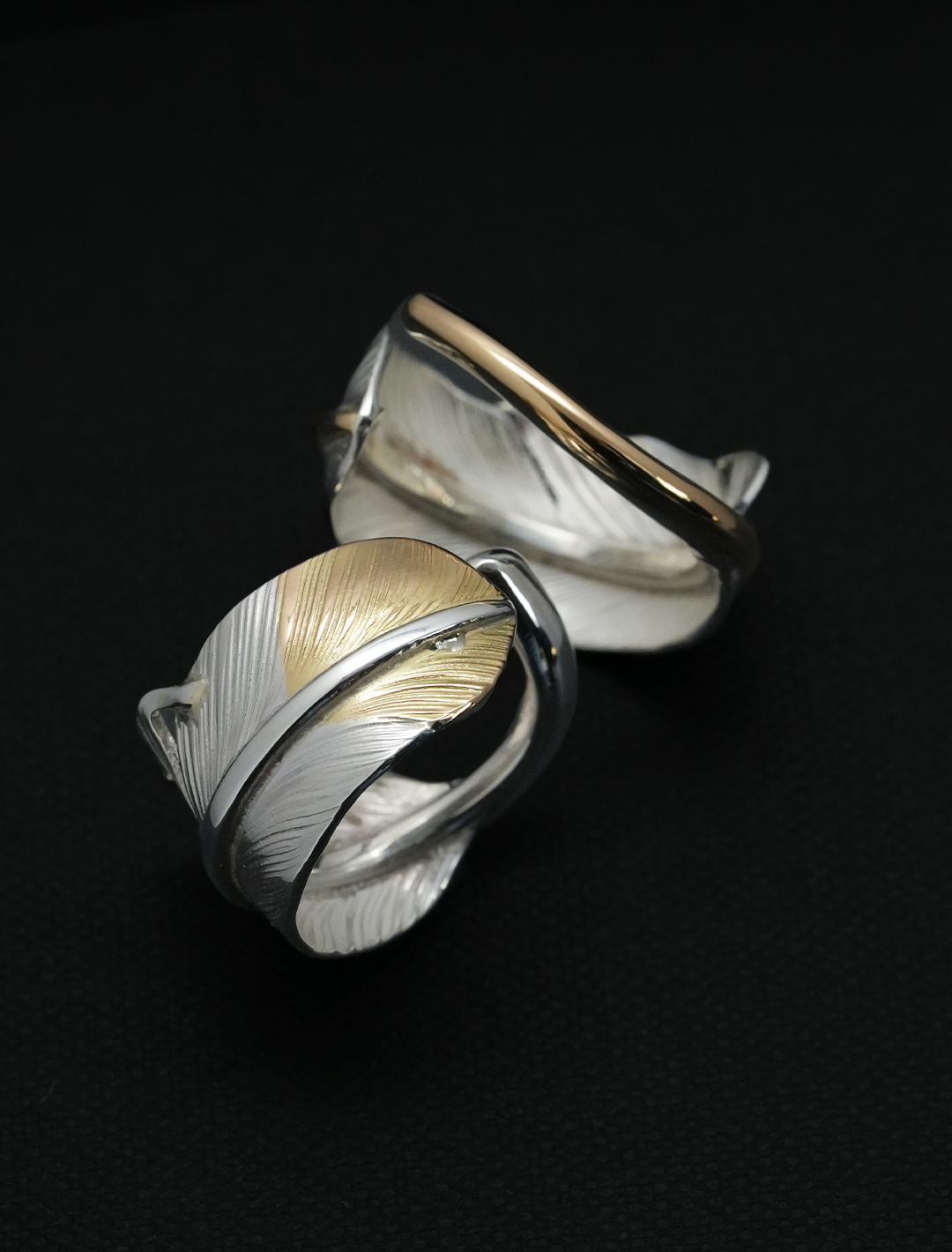 18K Tip Gold Feather Ring S