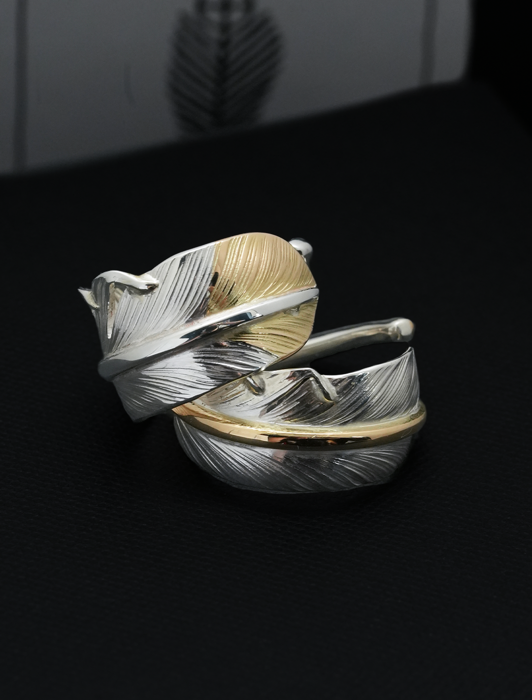 18K Tip Gold Feather Ring S
