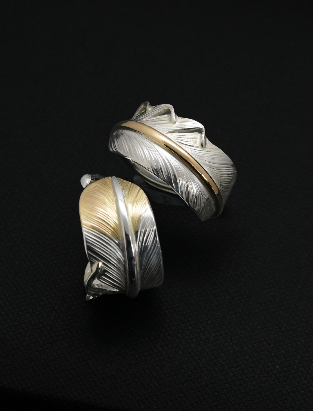 18K Tip Gold Feather Ring S