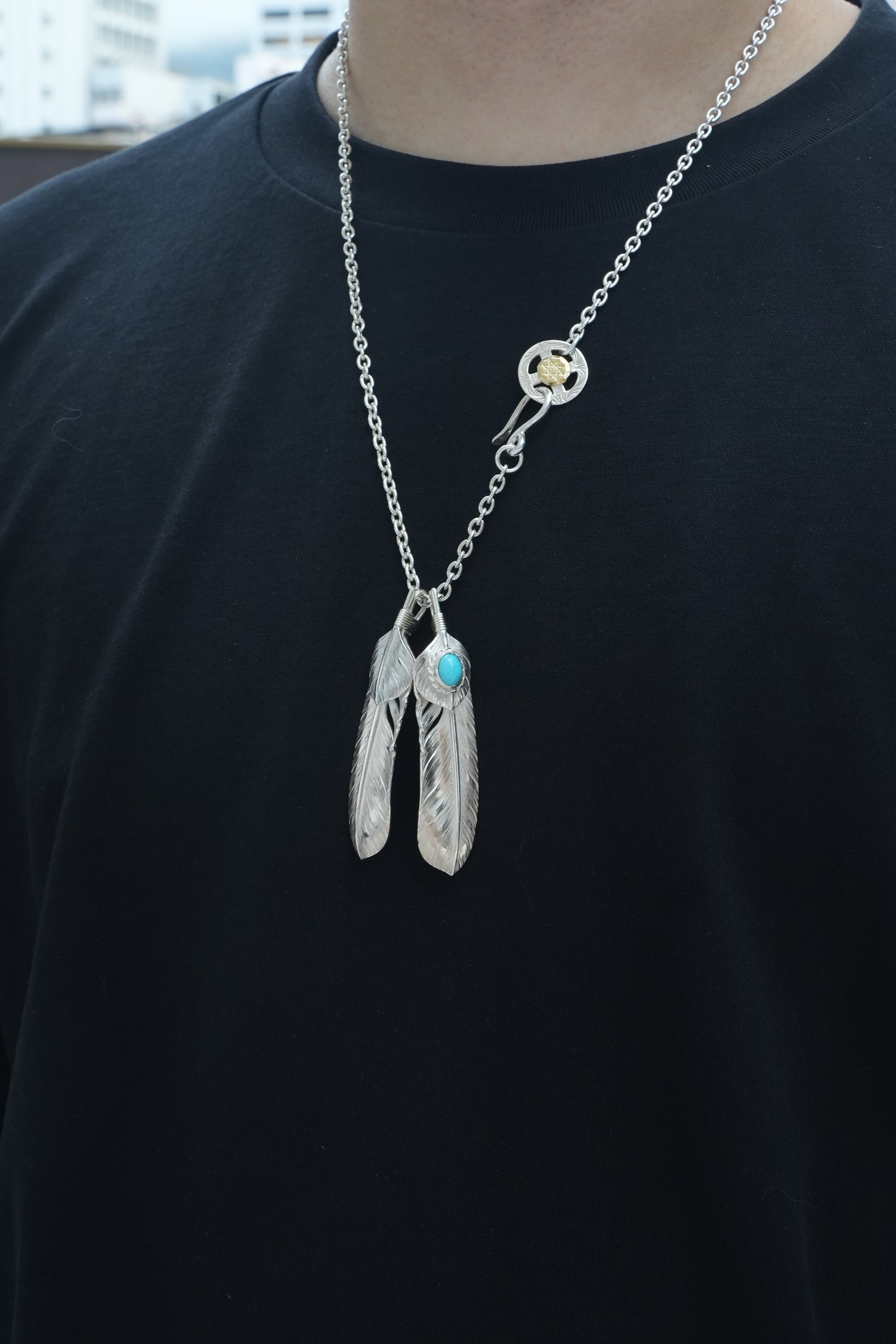 Albatory - Top Silver Cup Silver Turquoise Feather Pendant L 2