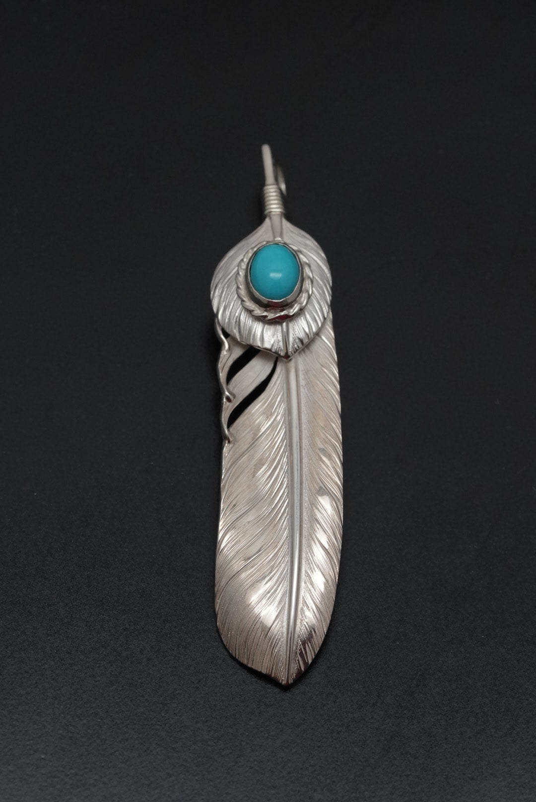 Albatory - Top Silver Cup Silver Turquoise Feather Pendant L 3