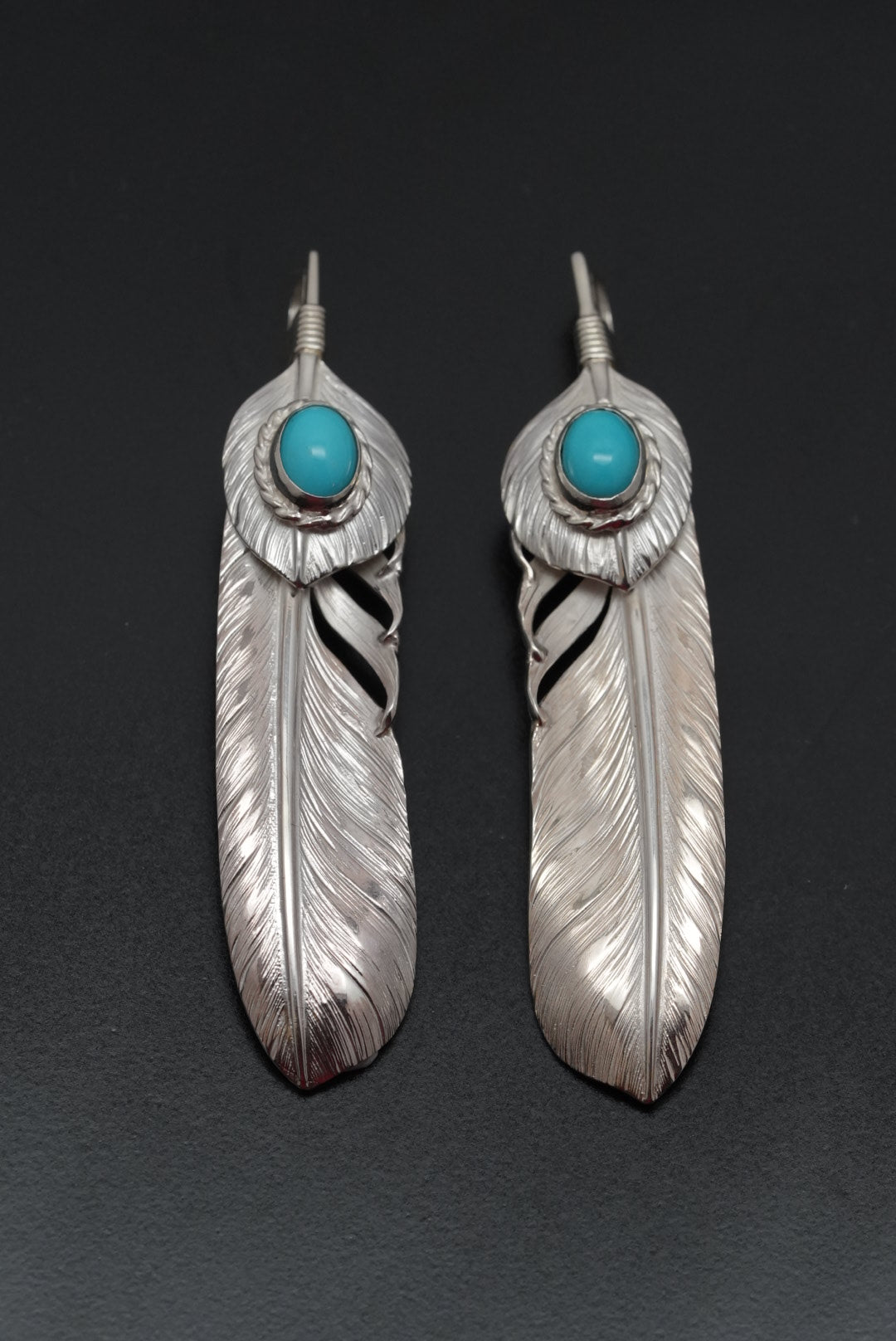 Albatory - Top Silver Cup Silver Turquoise Feather Pendant L 4
