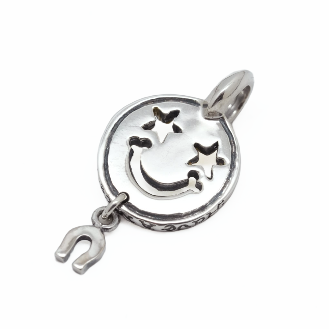 BWL-C392GRC Have a Nice Fucking Day Happy Face Charm w 18K Gold Overlay w 2mm Alexandrite Stone w Silver Charm 81 Teeny Horse Shoe3