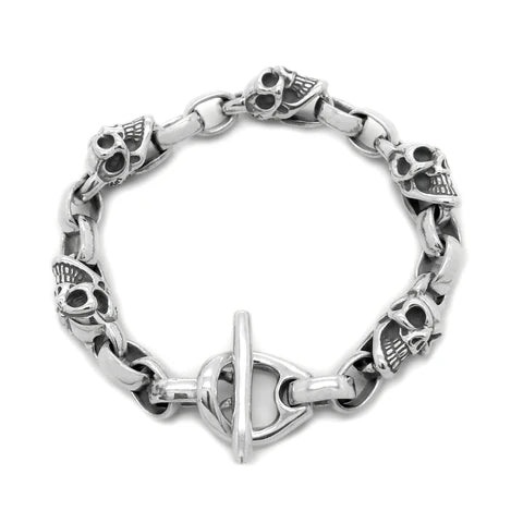 BWL- B524 Small Good Luck Skull / Chain Bracelet_1