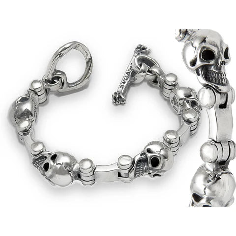 BWL- B562 Hinged Alternate Vintage Skull Bracelet_1