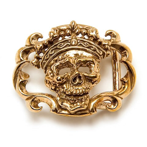 BWL- BB111B Bronze Skull Crown Belt Buckle_1