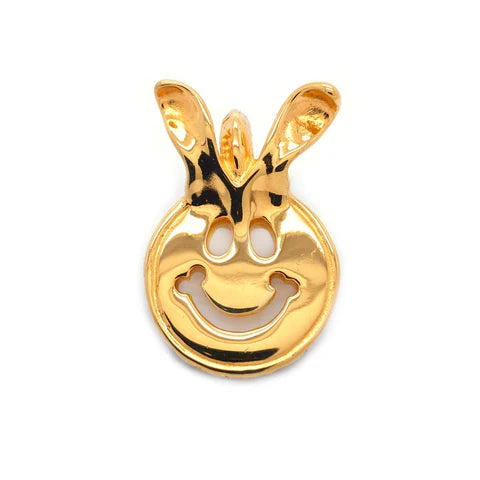 BWL- C380C Happy Face Charm with Bunny Ears 18k Yellow Gold Plated_1