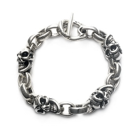 BWL - B512 Mid Good Luck Skull / Chain Bracelet 1