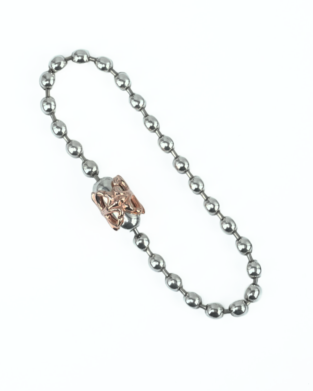 BWL - B536-C Ball Chain Bracelet with 18k ROSE GOLD Plated Cross Basket 1