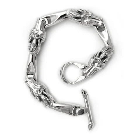 BWL - B571 Alternating Smooth and Horse U-joint Links Bracelet 1