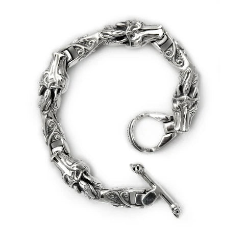 BWL - B572 Alternating Wave and Horse U-joint Links Bracelet 1
