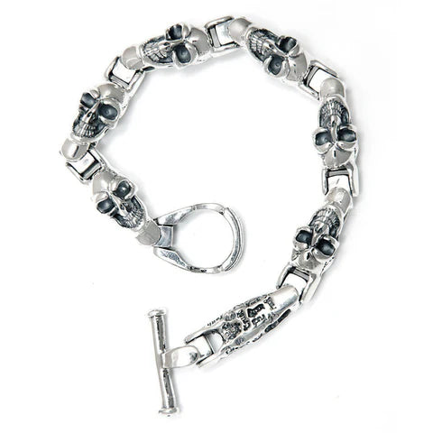 BWL - B578 U-Joint Bracelet with Good Luck Skulls and One Graffiti Link 1