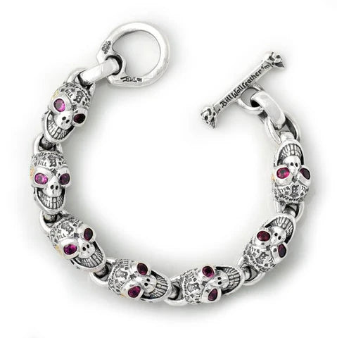 BWL - B598-BW-6"6.5" Graffiti Vintage Skull Bracelet's Bill"s Way 1